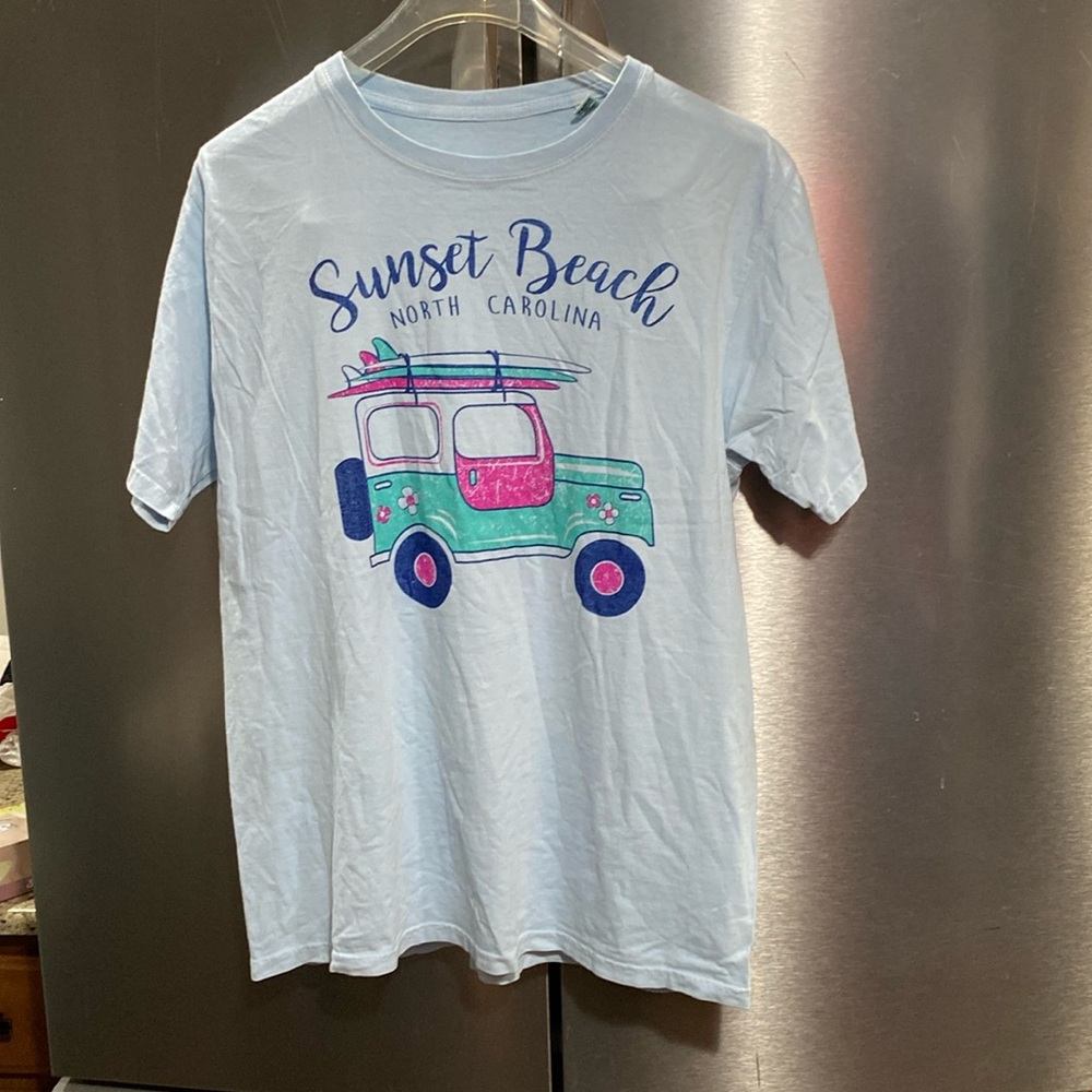 Sunset Beach, North Carolina, Light Blue T-Shirt